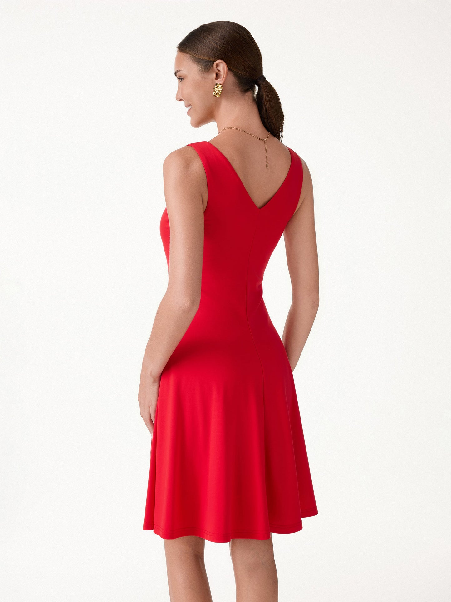 Mini Abito da Viaggio a Collo a V con Tasche
