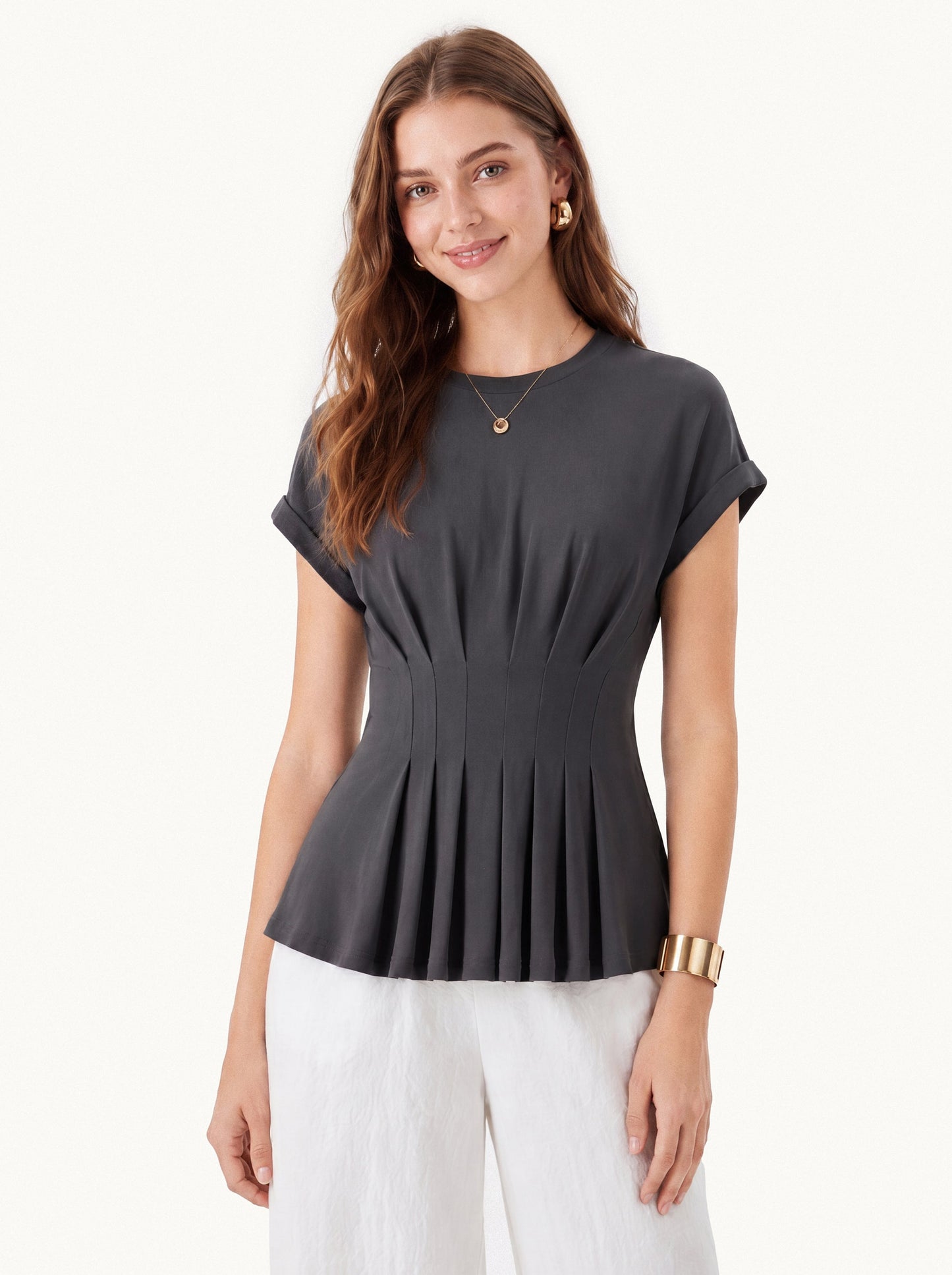 T-Shirt con Arricciatura in Vita