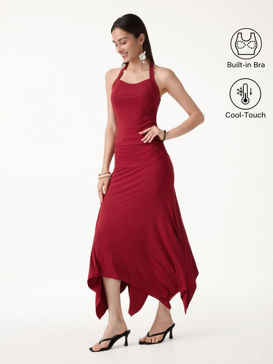 Set 2 Pezzi: Top Halter e Gonna con Orlo a Fazzoletto
