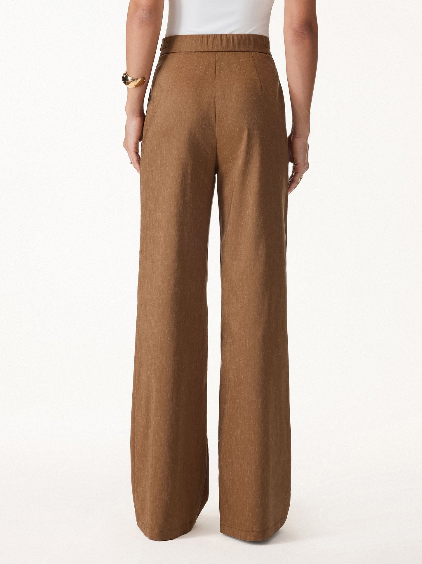 Pantalone a Gamba Larga con Coulisse e Tasche