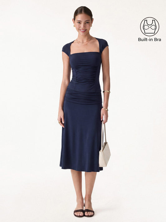 Set 2 Pezzi: Top Schiena Scoperta e Gonna Midi