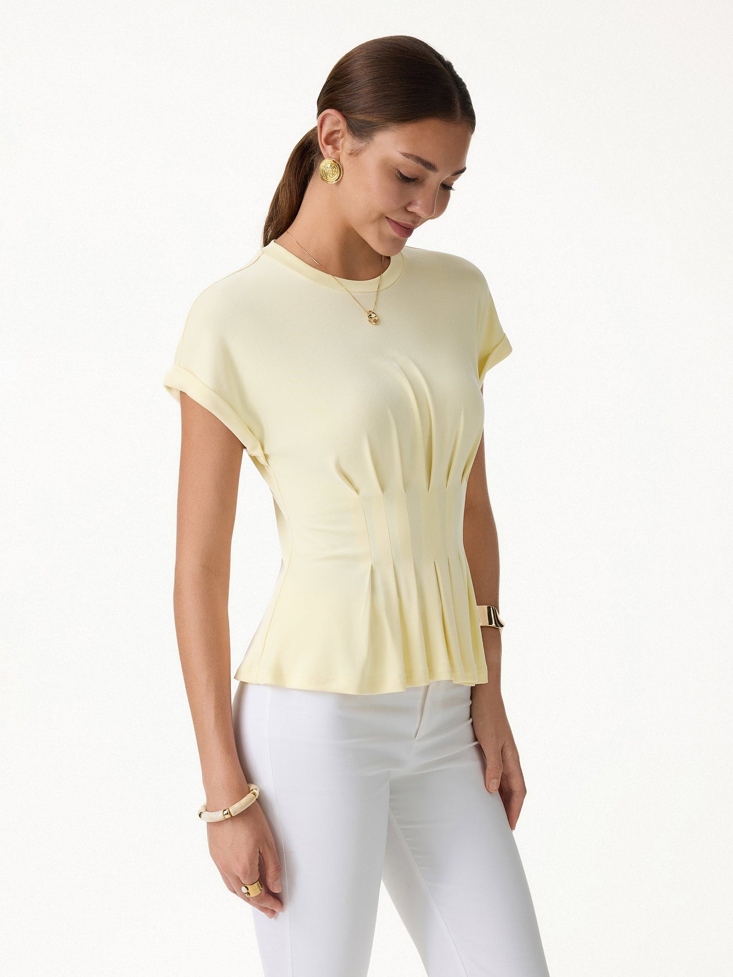 T-Shirt con Arricciatura in Vita