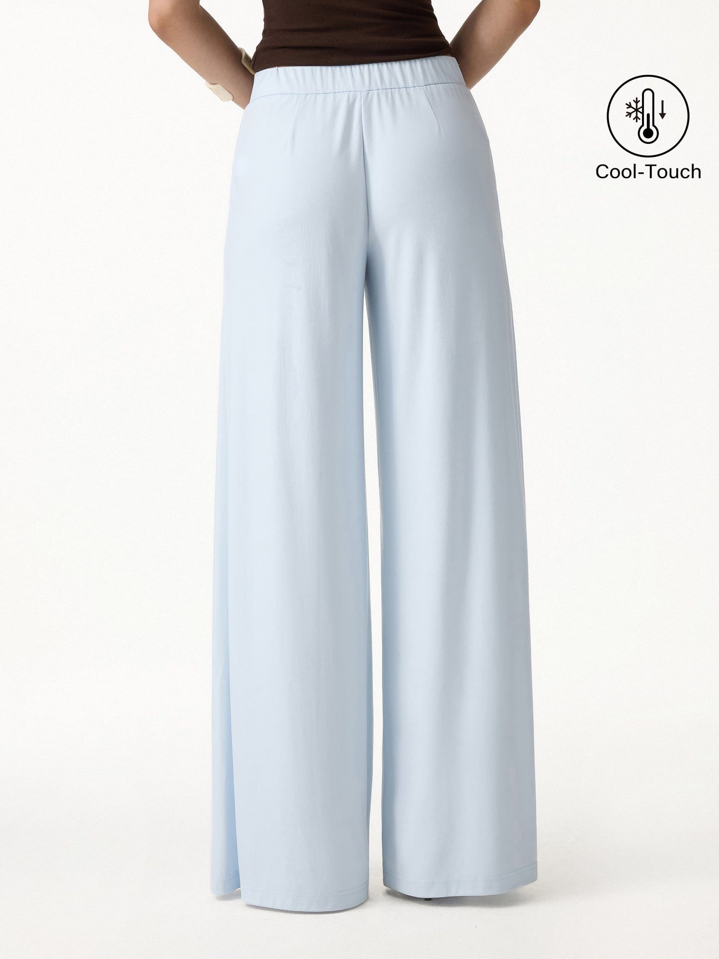 2Pcs Set Round Neck Ruched Tee & Mid Rise Wide Leg Pants