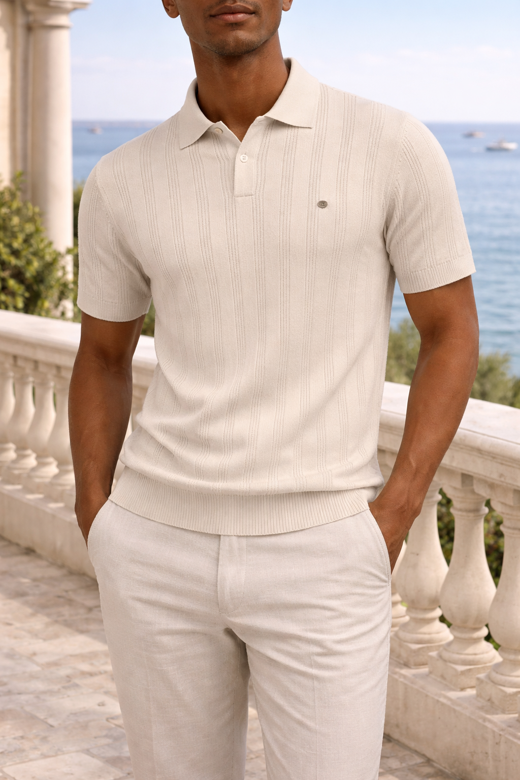 Men's Polo Shirt | Textured Knit Button Placket