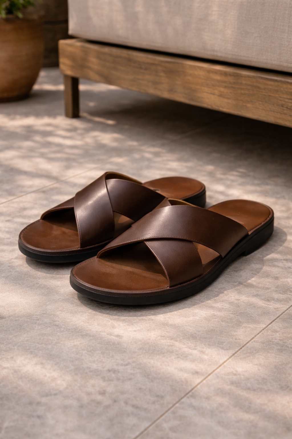 Men's Slide Sandals | Cross Strap Open Toe