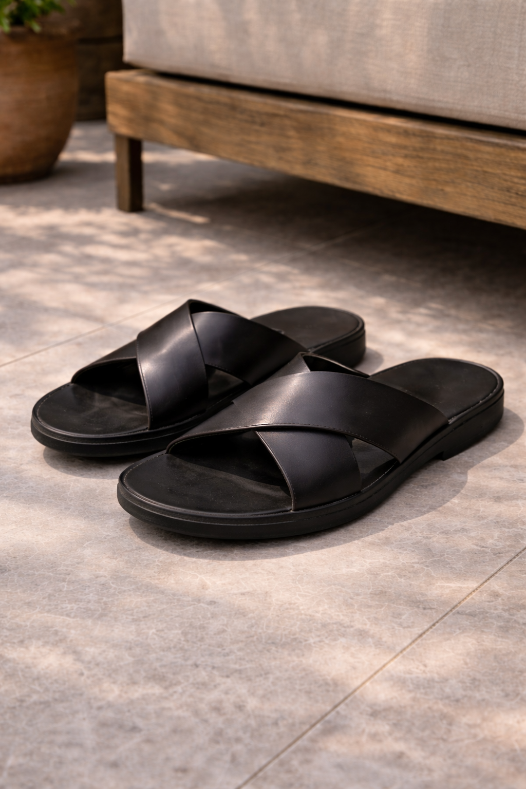 Men's Slide Sandals | Cross Strap Open Toe