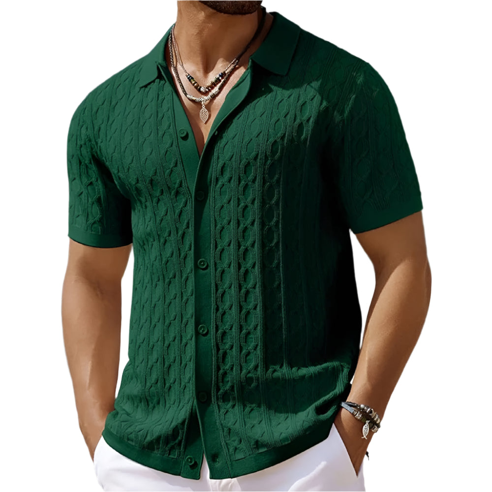Men's Polo Shirt | Textured Button-Down Collar