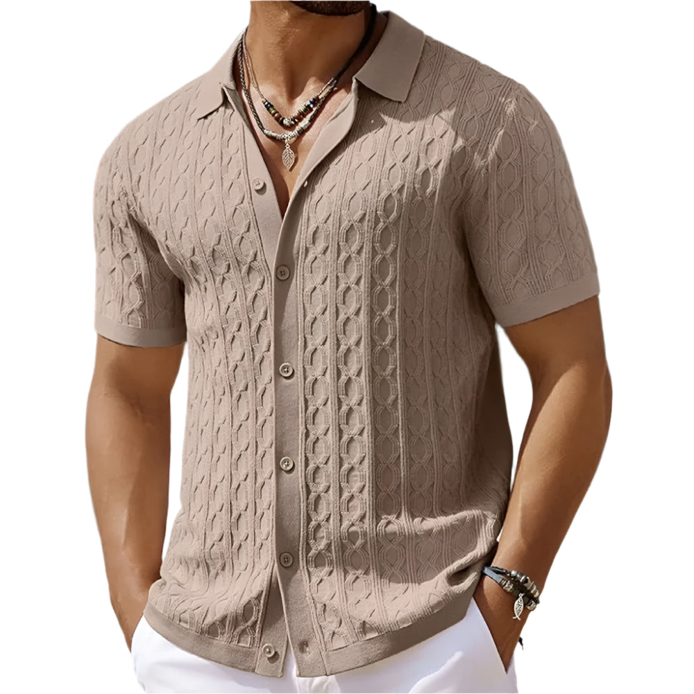 Men's Polo Shirt | Textured Button-Down Collar