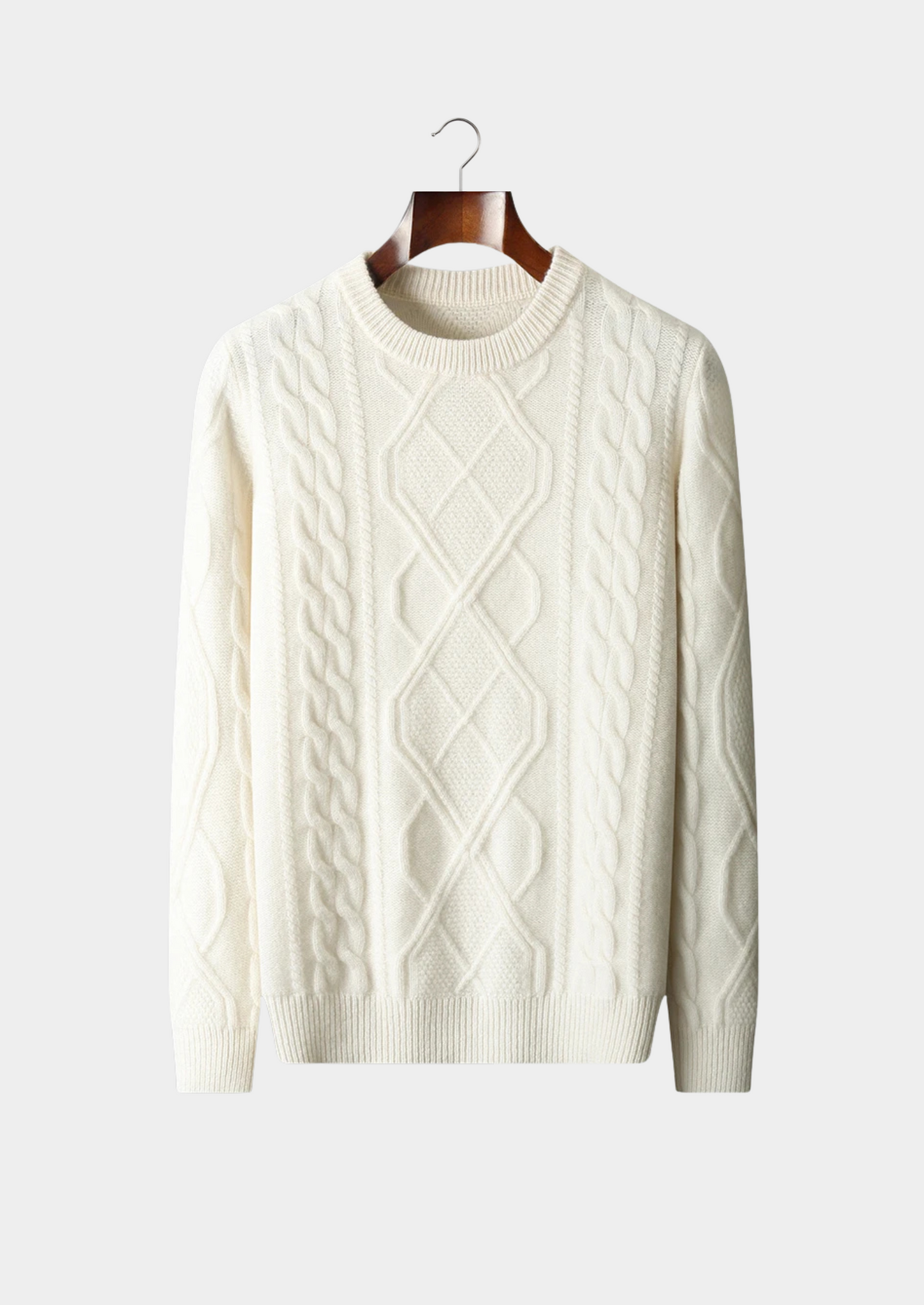 Men's Cable Knit Crew Neck Sweater - Cozy Winter Essential