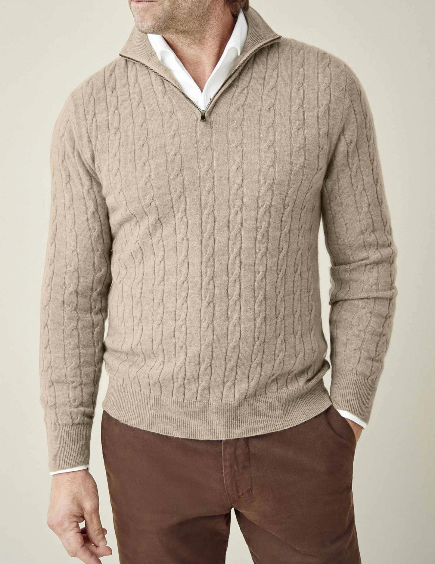Men’s Cable-Knit Quarter-Zip Sweater – Stylish Knitwear for Every Occasion