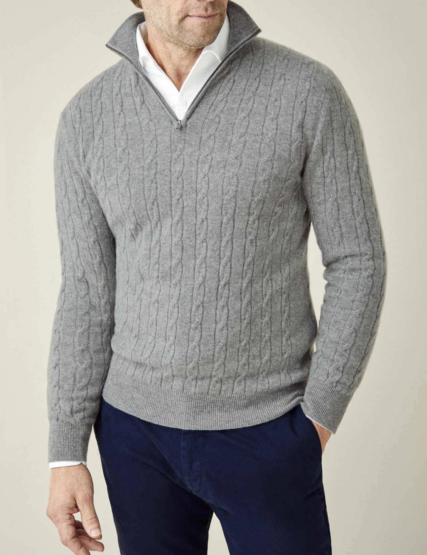 Men’s Cable-Knit Quarter-Zip Sweater – Stylish Knitwear for Every Occasion