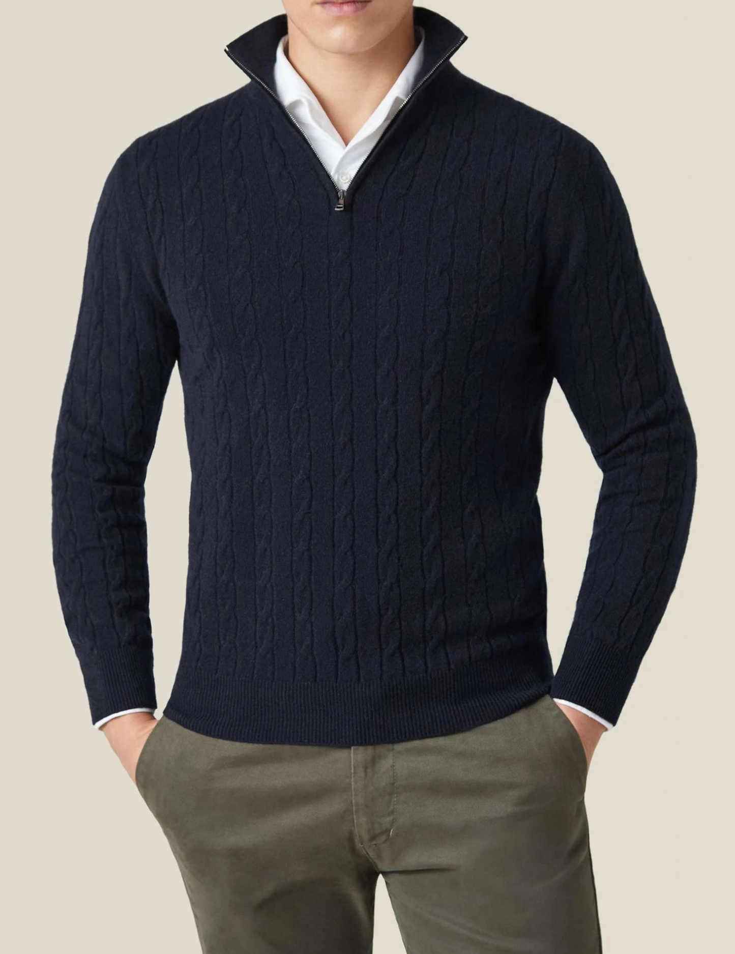 Men’s Cable-Knit Quarter-Zip Sweater – Stylish Knitwear for Every Occasion