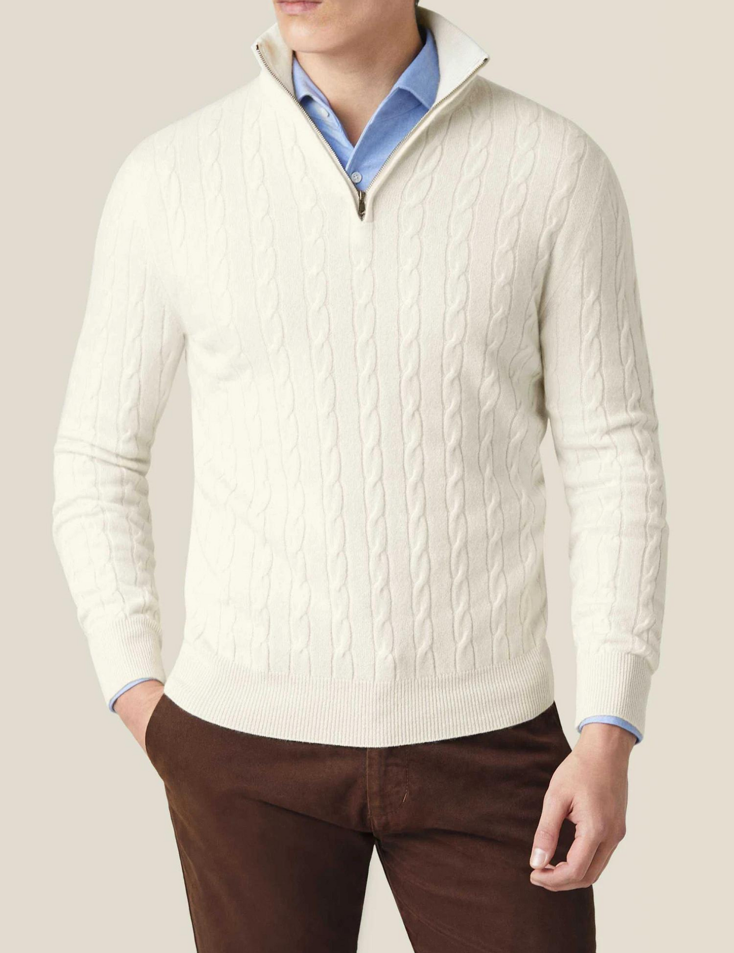 Men’s Cable-Knit Quarter-Zip Sweater – Stylish Knitwear for Every Occasion