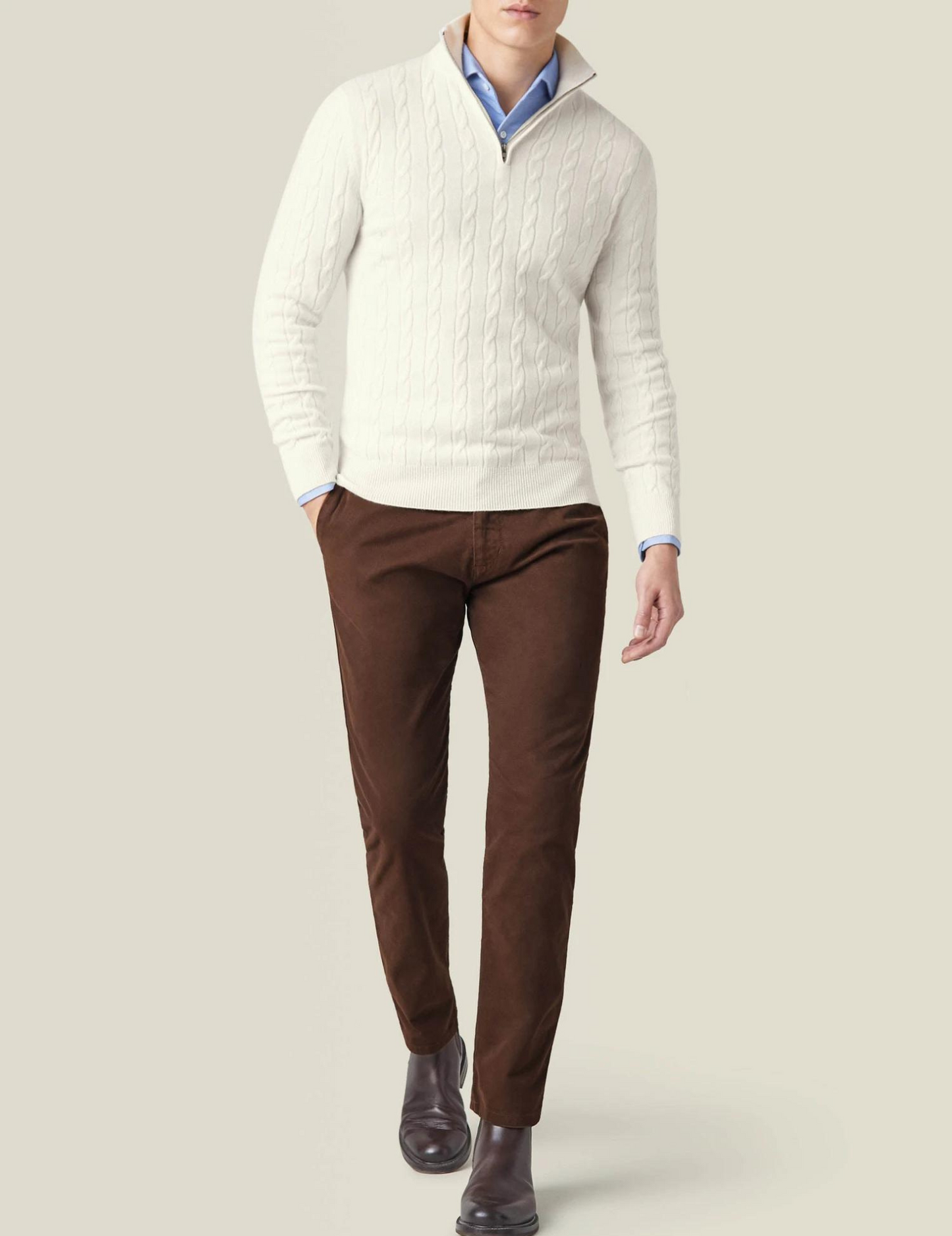 Men’s Cable-Knit Quarter-Zip Sweater – Stylish Knitwear for Every Occasion