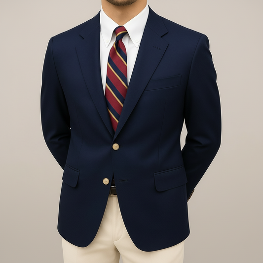Blazer Classico Uomo con Revers a Lancia e Dettagli Dorati