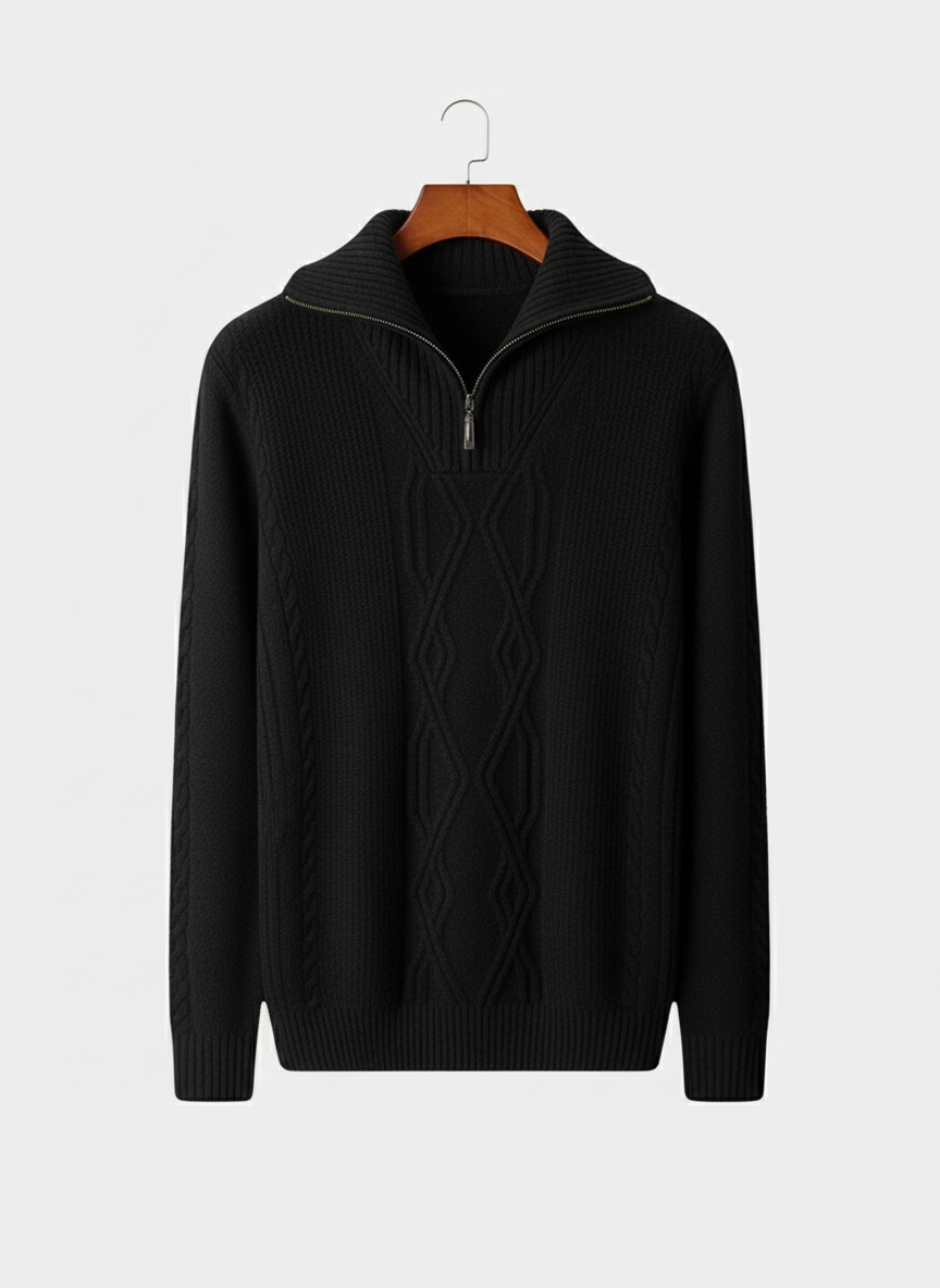 Men's Half Zip Cable Knit Sweater for Year-Round Style