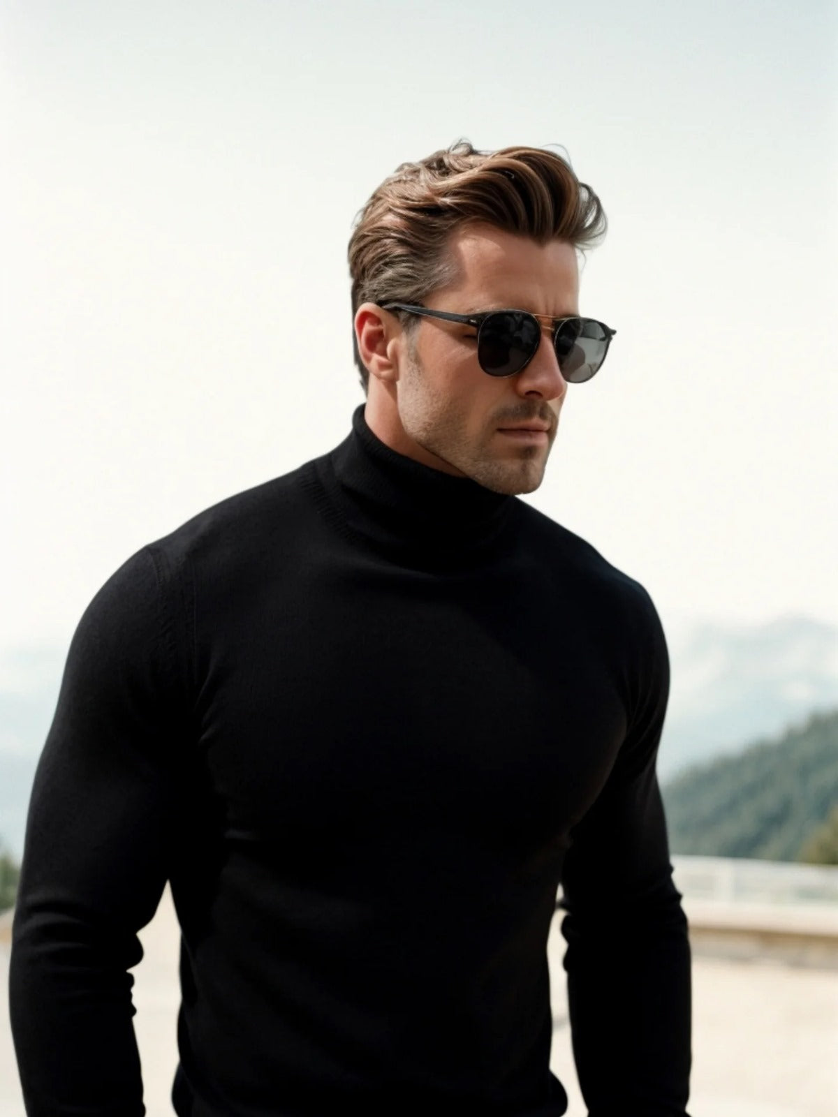 Men's High-Neck Knit Sweater for Stylish Layering
