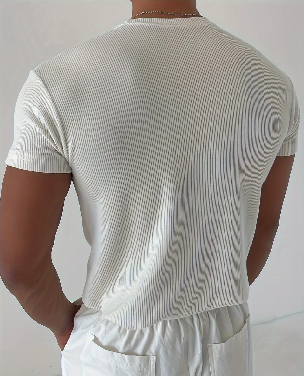 Men's Ribbed T-Shirt | Close Fit Breathable & Lightweight Summer Style