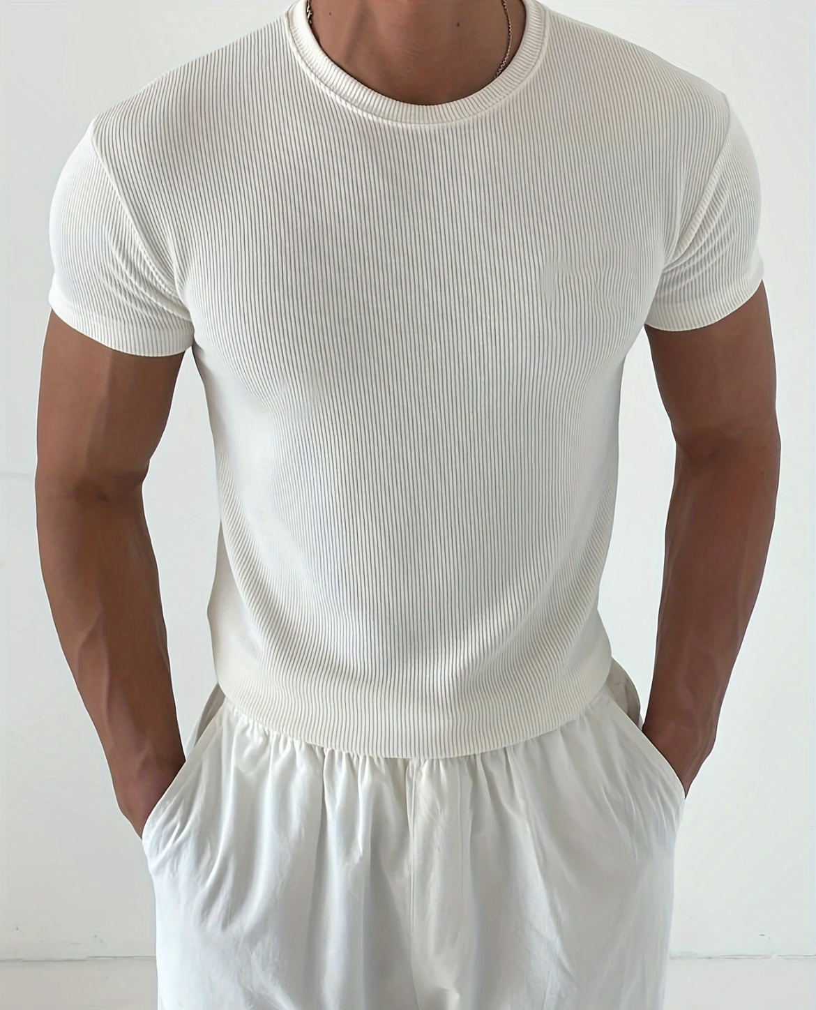 Men's Ribbed T-Shirt | Close Fit Breathable & Lightweight Summer Style