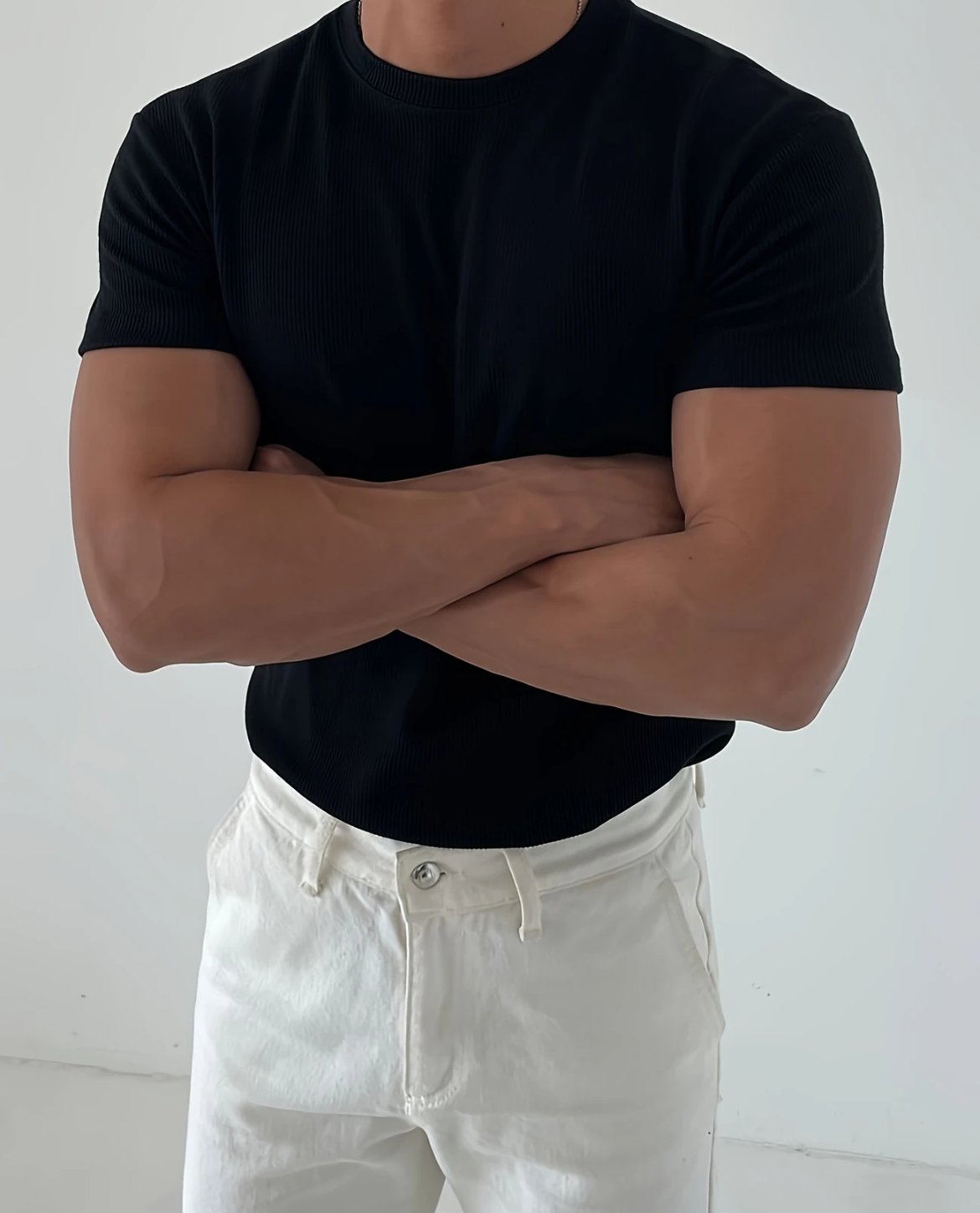 Men's Ribbed T-Shirt | Close Fit Breathable & Lightweight Summer Style