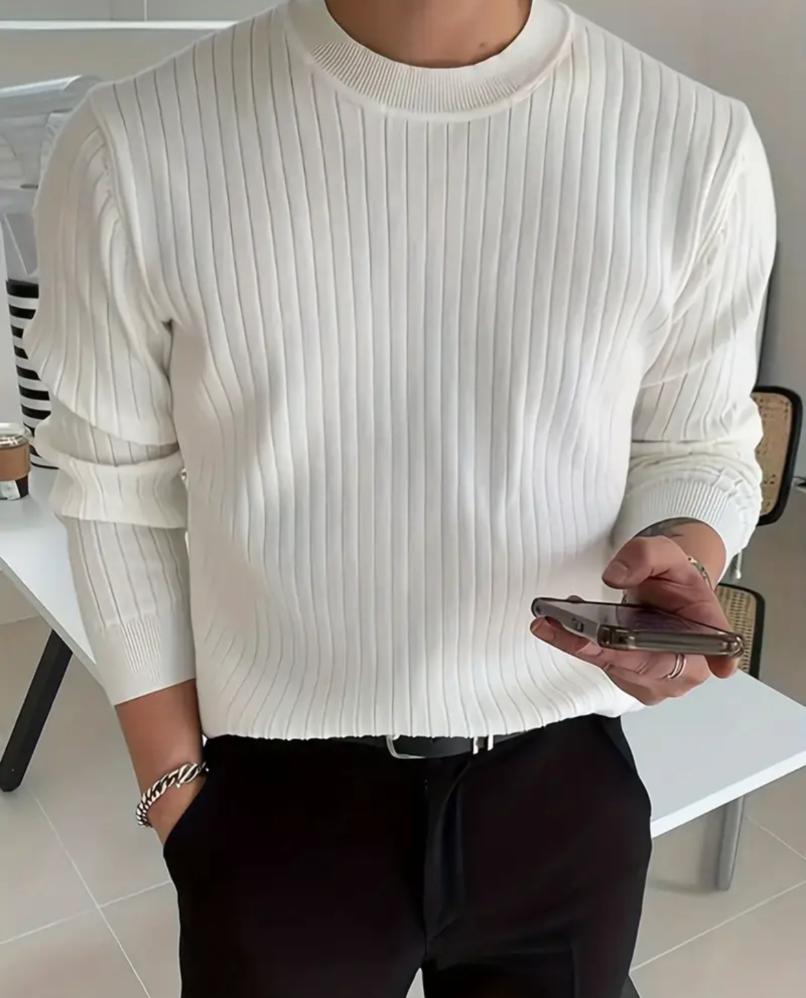 Men's Sweater | Ribbed Crew Neck