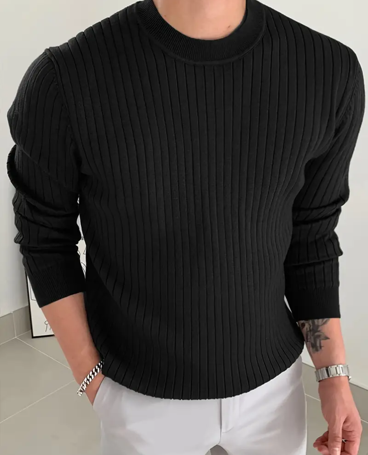 Men's Sweater | Ribbed Crew Neck