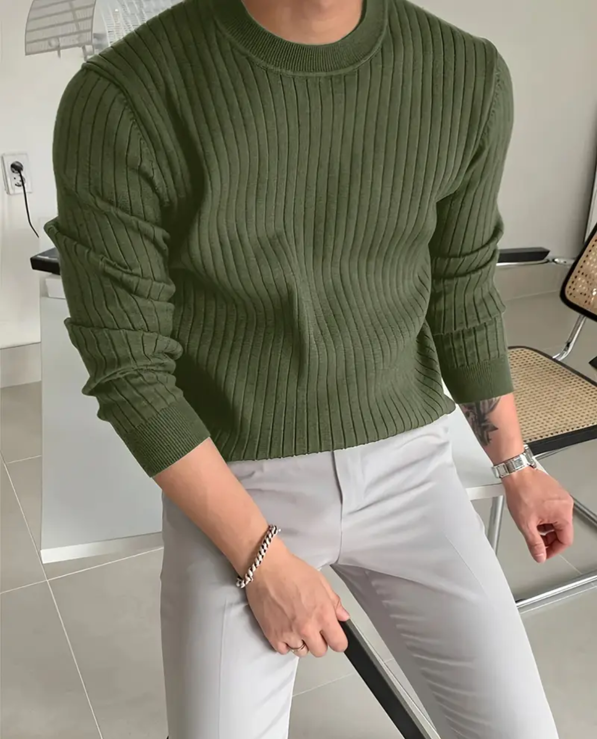 Men's Sweater | Ribbed Crew Neck