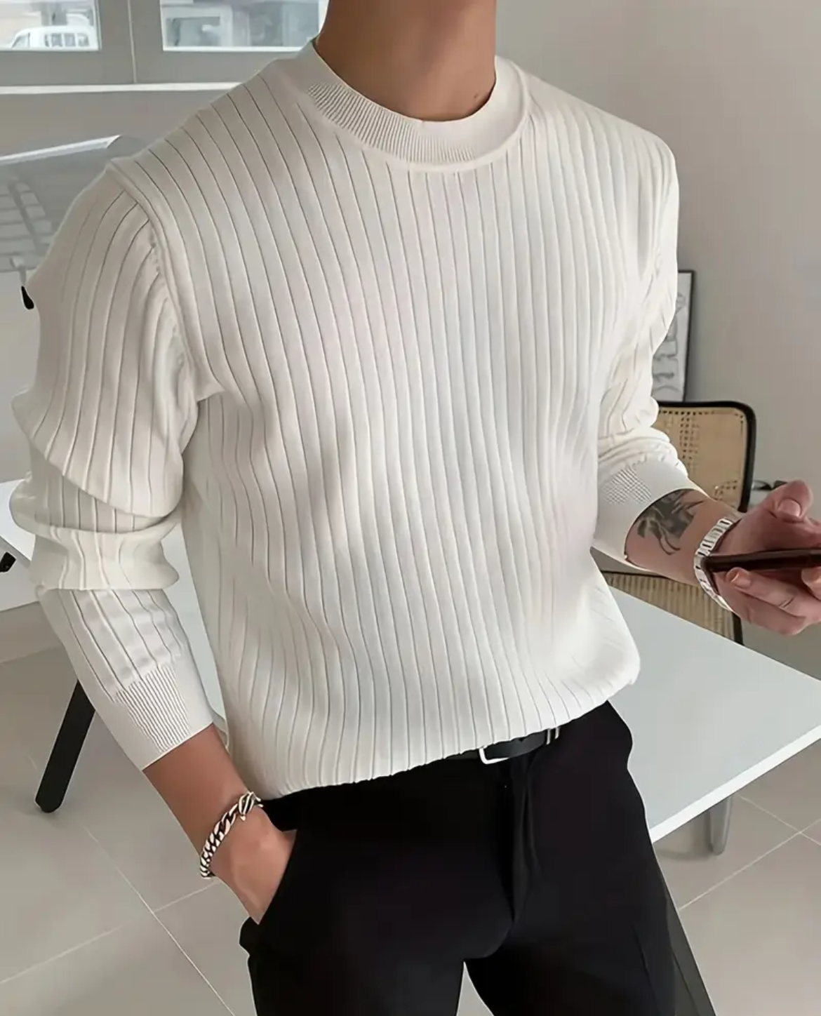 Men's Sweater | Ribbed Crew Neck