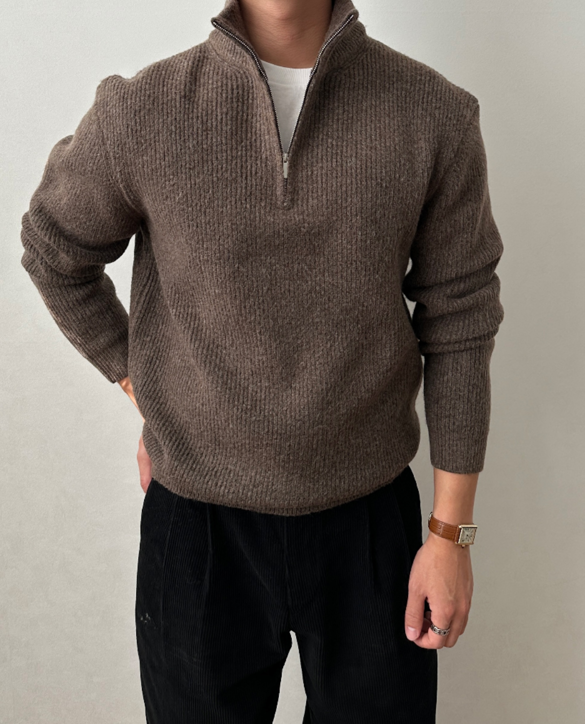 Men's Sweater | Ribbed Quarter Zip