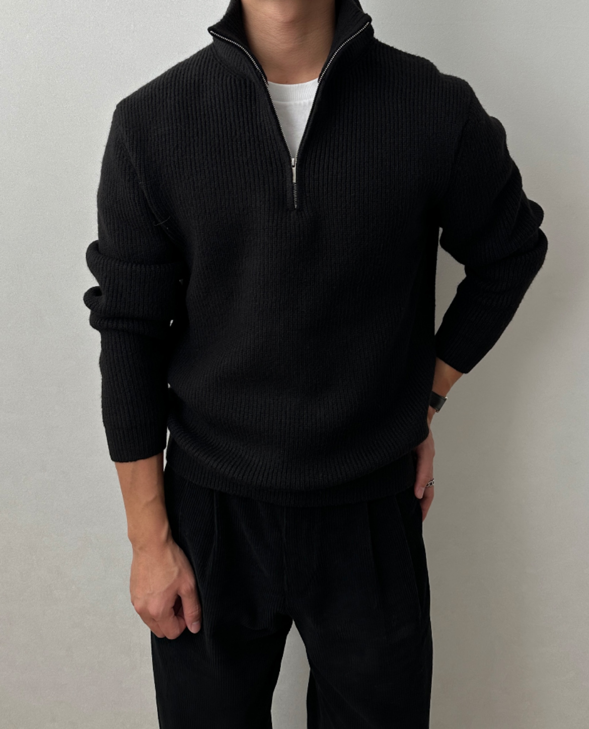 Men's Sweater | Ribbed Quarter Zip