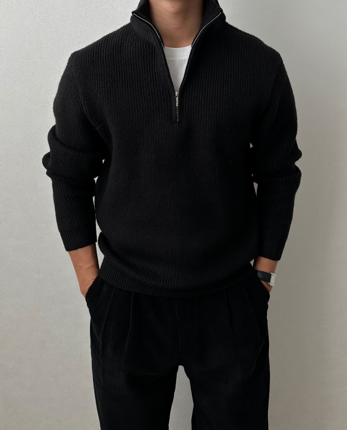 Men's Sweater | Ribbed Quarter Zip