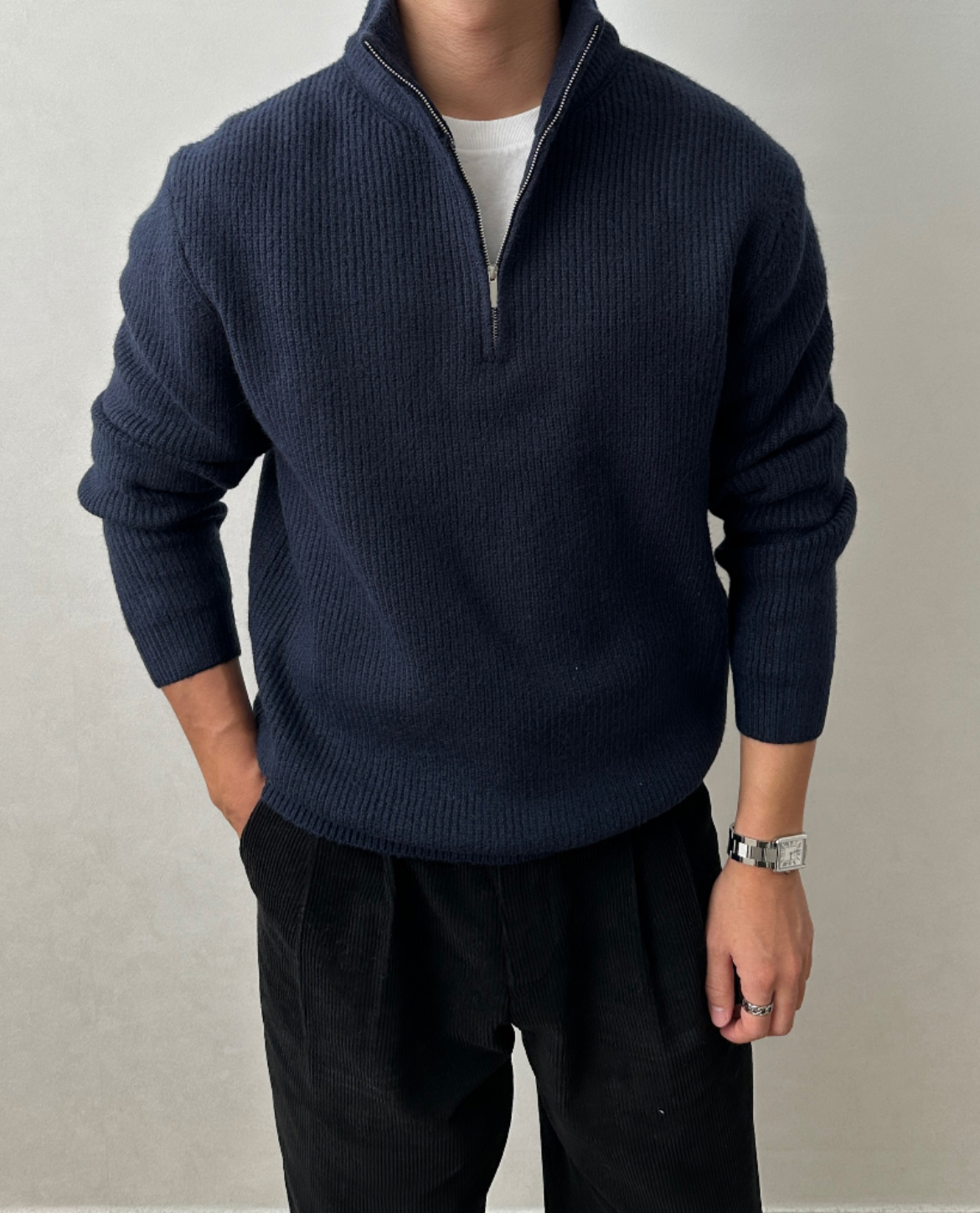 Men's Sweater | Ribbed Quarter Zip