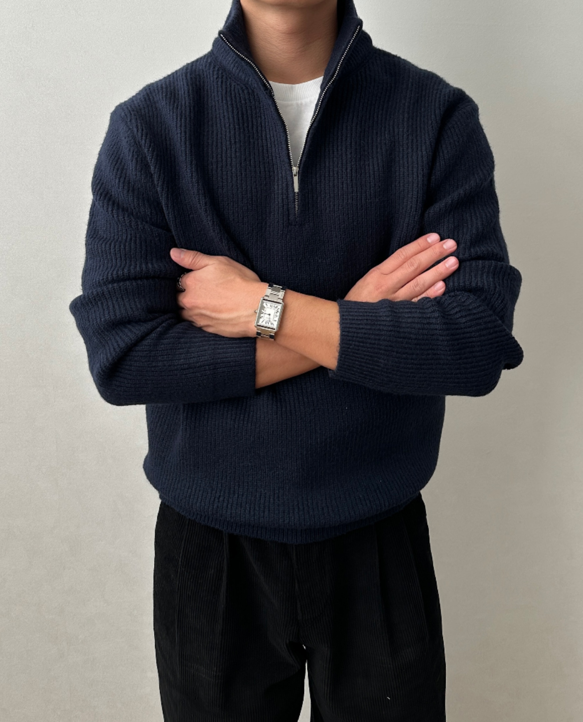 Men's Sweater | Ribbed Quarter Zip