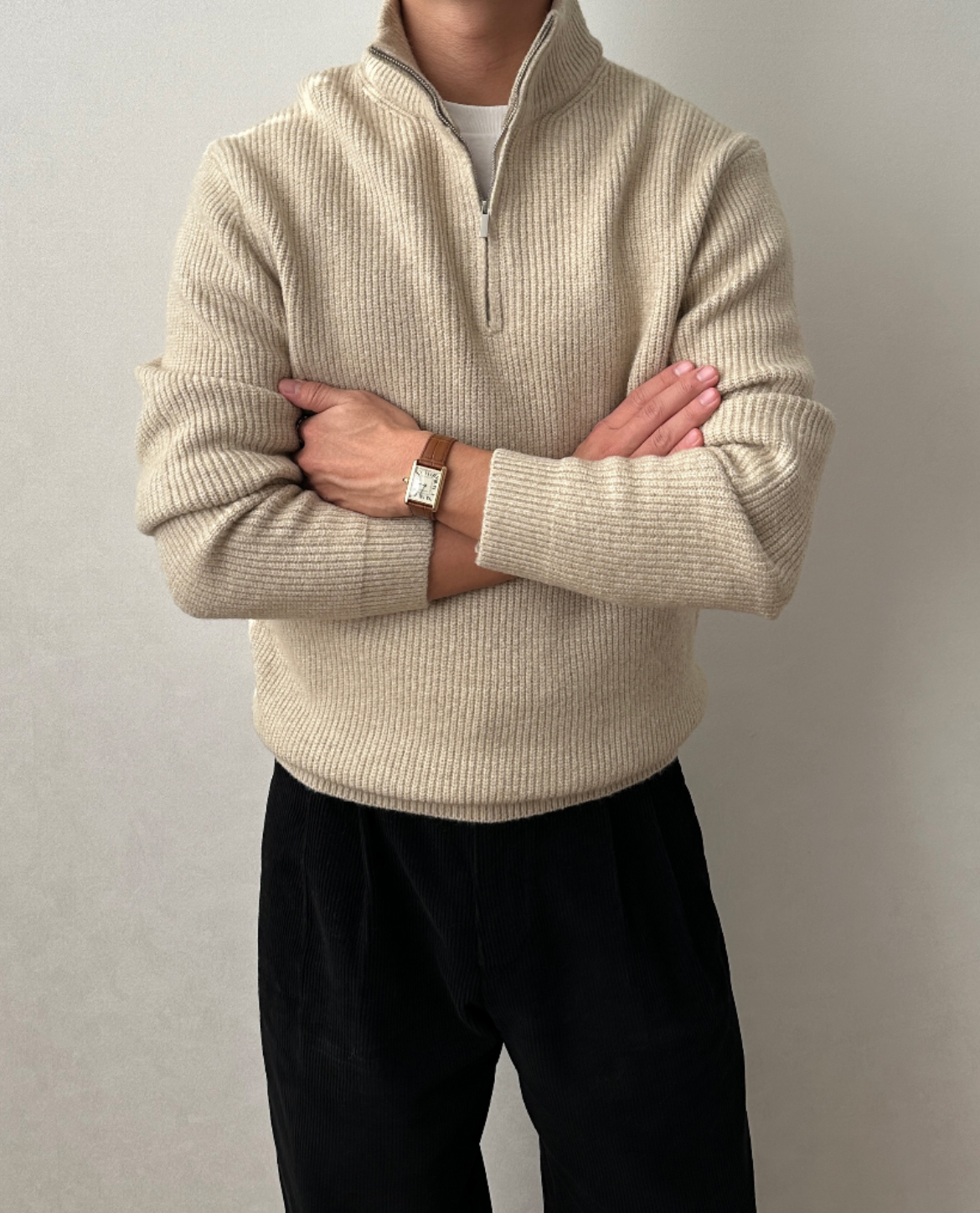 Men's Sweater | Ribbed Quarter Zip