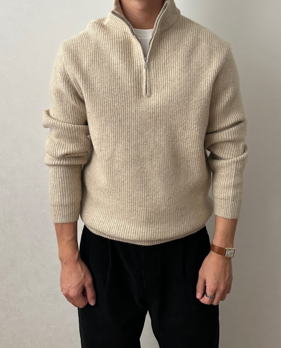 Men's Sweater | Ribbed Quarter Zip