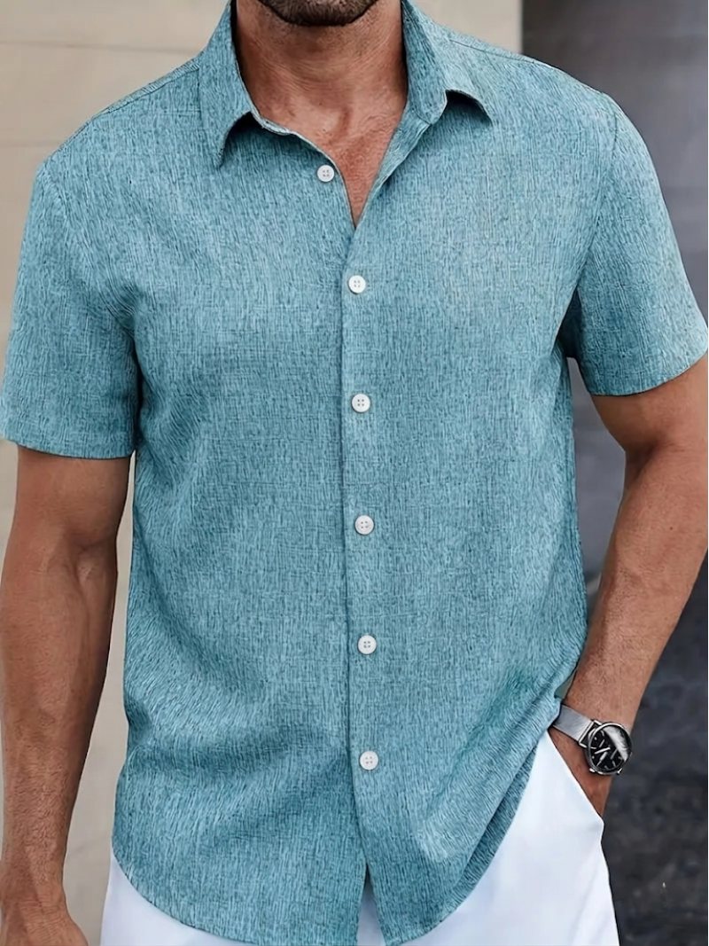 Men's Polo Shirt | Textured Button-Down Regular Fit