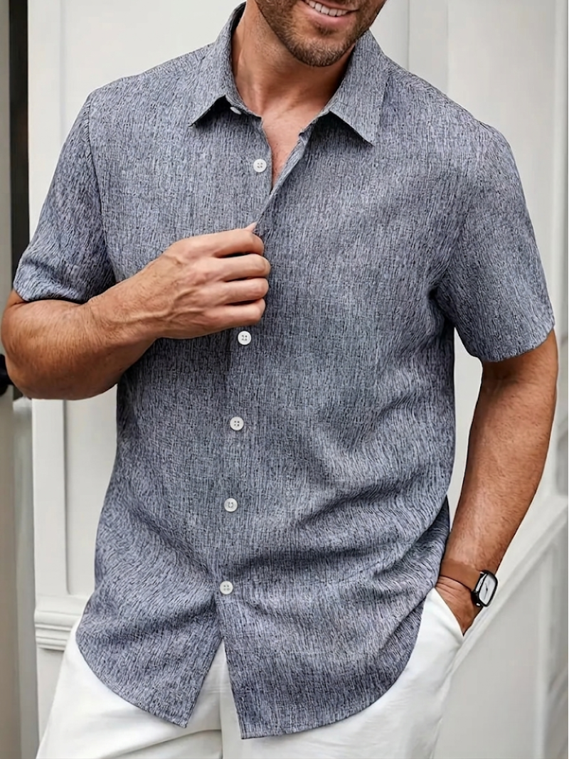 Men's Polo Shirt | Textured Button-Down Regular Fit