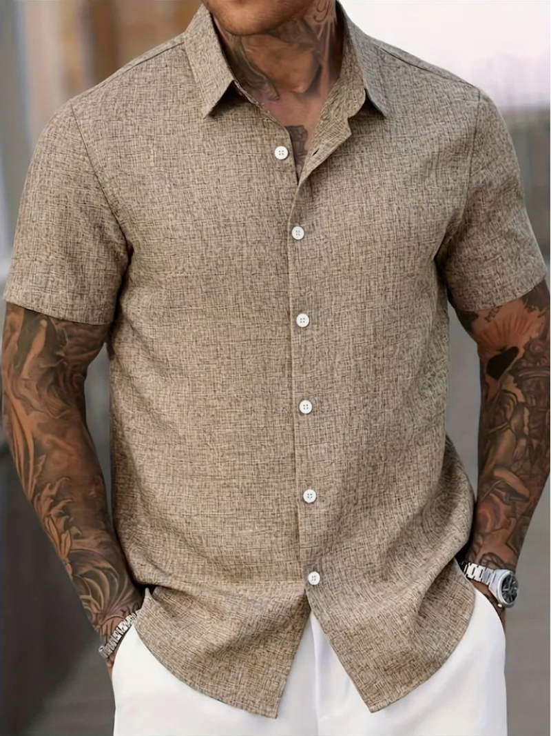 Men's Polo Shirt | Textured Button-Down Regular Fit