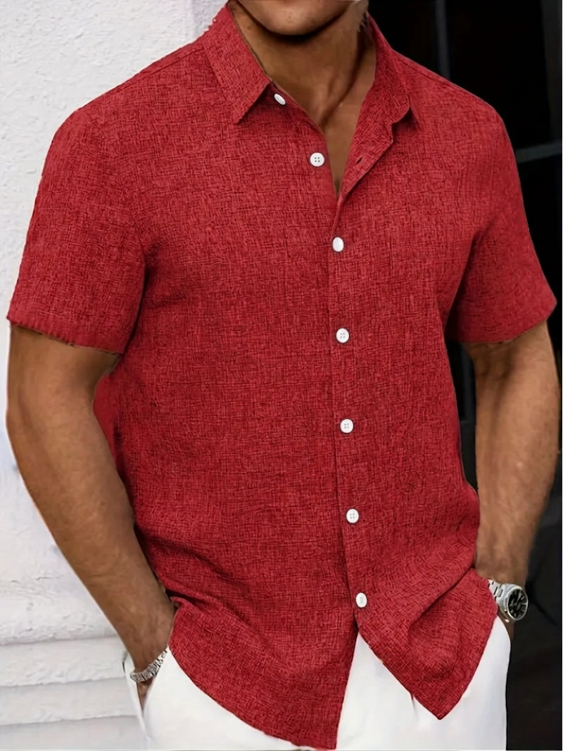 Men's Polo Shirt | Textured Button-Down Regular Fit