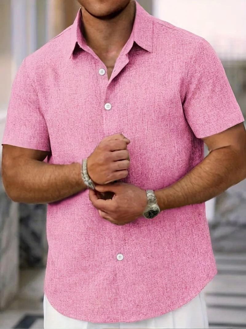 Men's Polo Shirt | Textured Button-Down Regular Fit