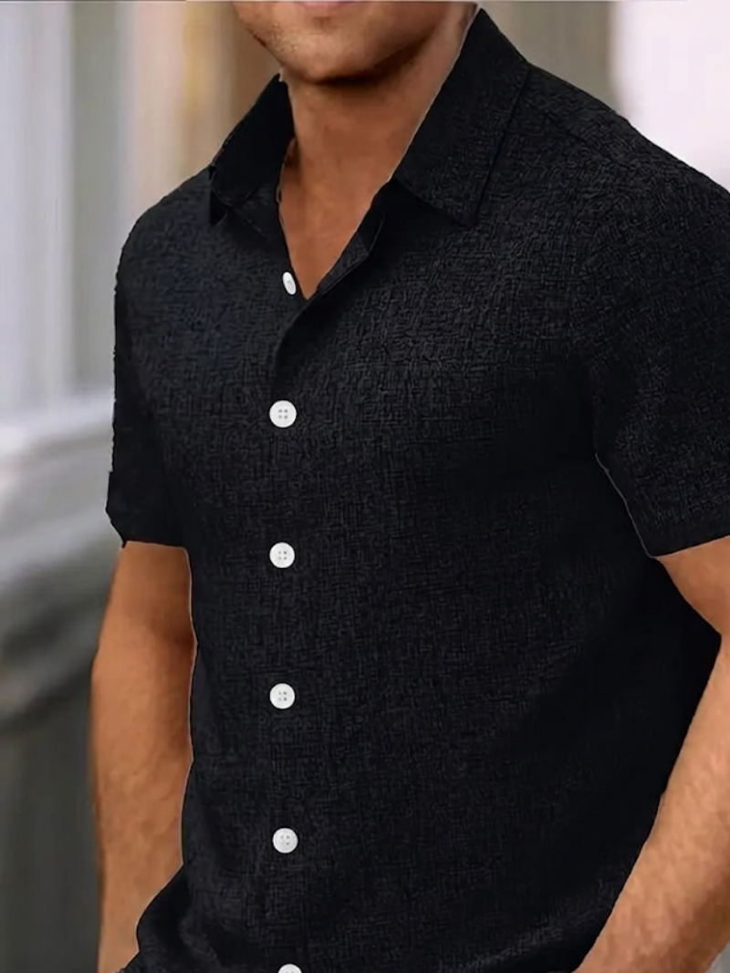 Men's Polo Shirt | Textured Button-Down Regular Fit