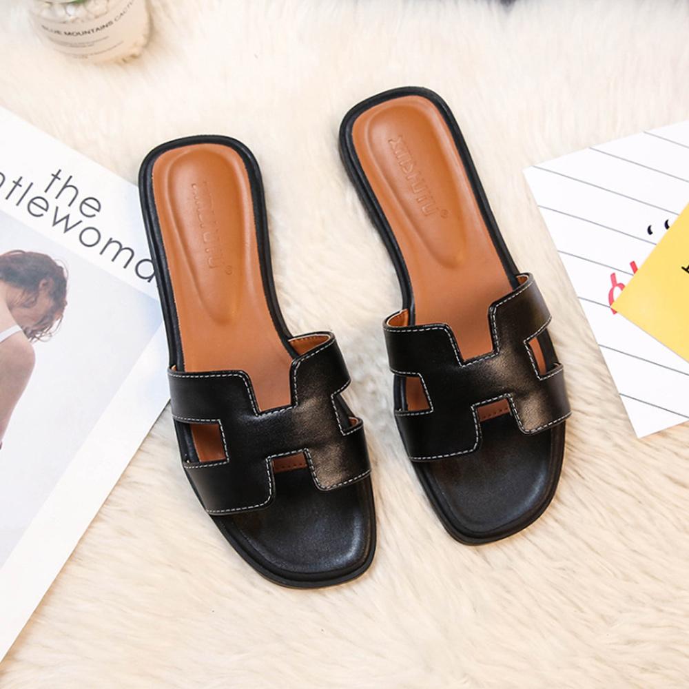 Women's Sandals Slip On | H-Strap & Low Heel