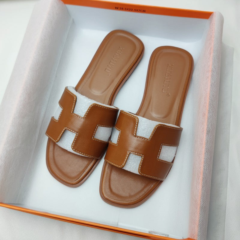 Women's Sandals Slip On | H-Strap & Low Heel