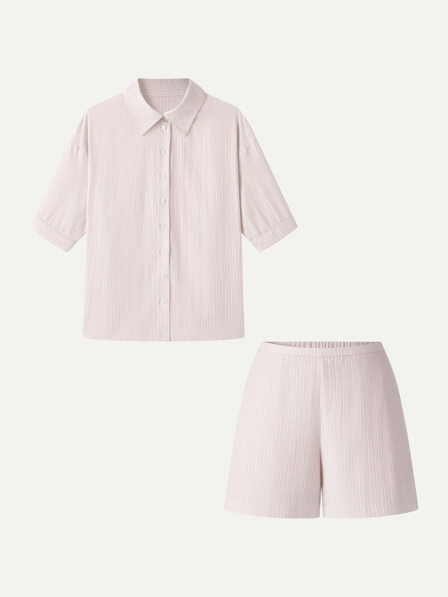 Set 2 Pezzi: Camicia con Collo e Shorts a Trapezio