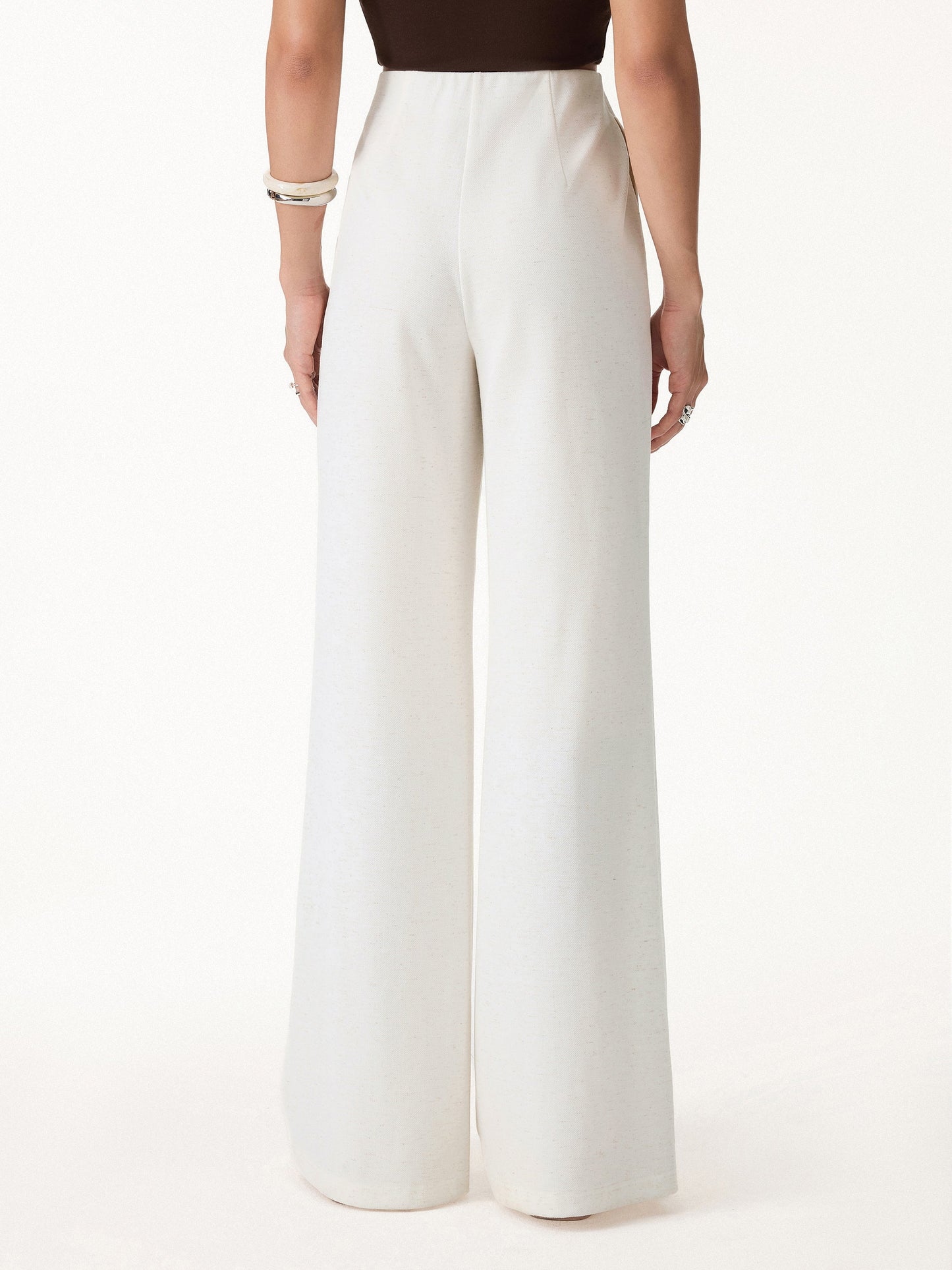 Pantalone Effetto Lino a Gamba Svasata