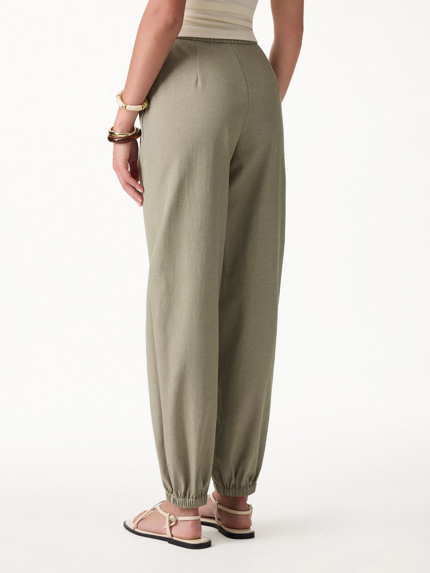 Pantalone Jogger Effetto Lino a Palloncino