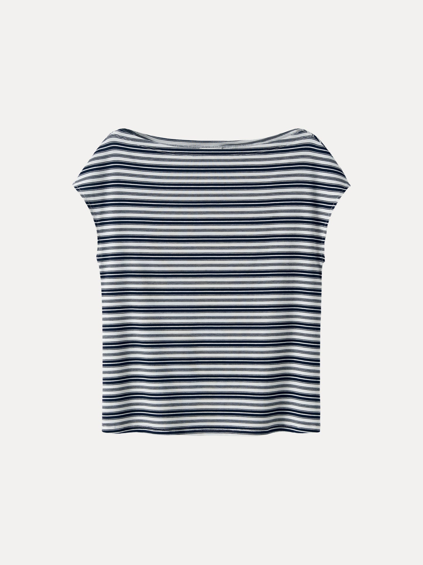 Striped Slash Neck Cap Sleeve Relaxed Top