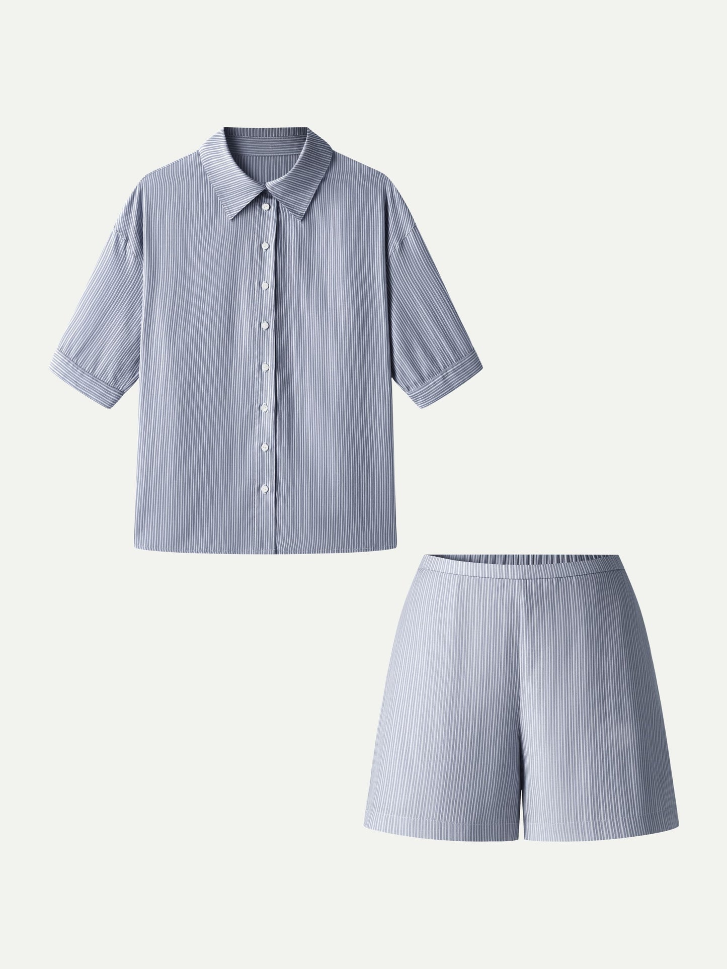 Set 2 Pezzi: Camicia con Collo e Shorts a Trapezio