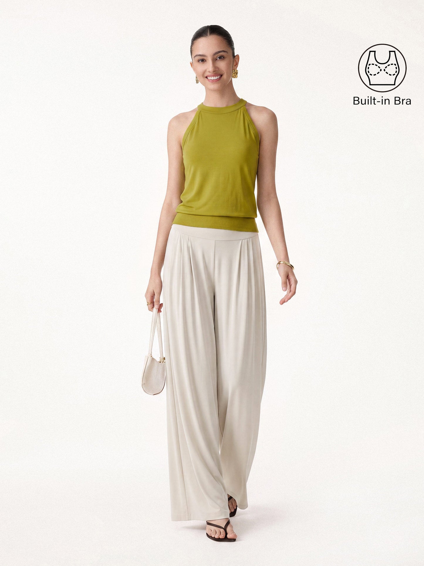 Set 2 Pezzi: Canotta Halter e Pantalone Arricciato