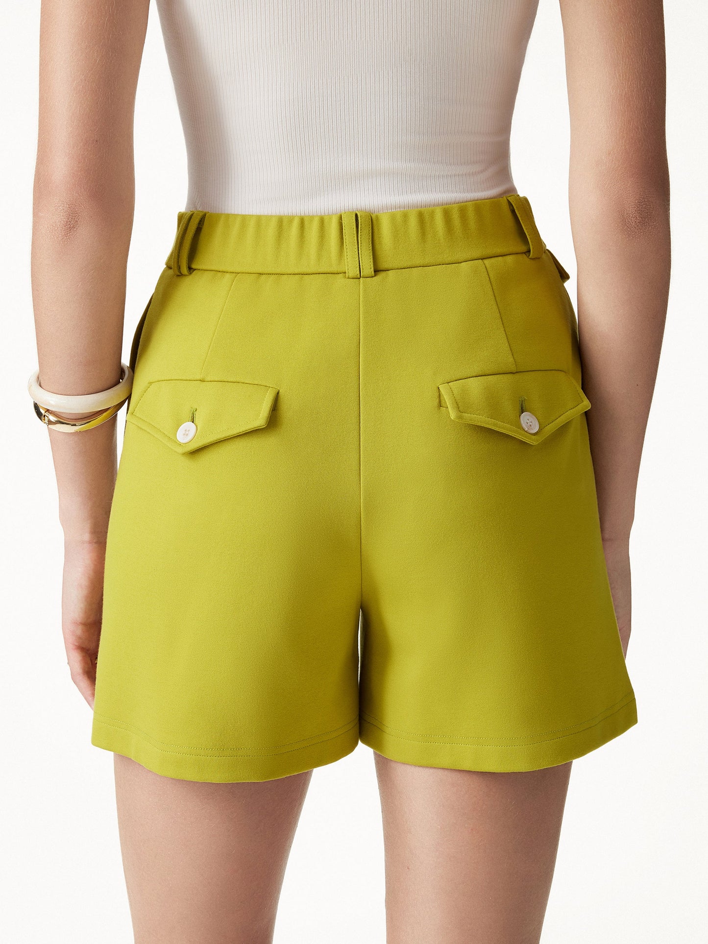 Summer Ponte High Rise Shorts with Pockets